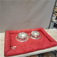 Kong Dog Bed and Stainless Dishes