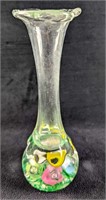 Vintage Joe St Clair Colorful Flowers Glass Vase