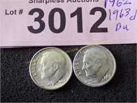 Uncirculated 1962 and 1963 D Roosevelt silver