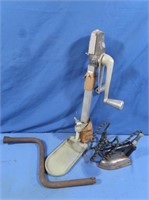 Vintage Electric Iron & Large Hand Can Opener