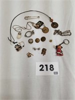 Jewelry Brass Buttons Ring and Necklace Lot