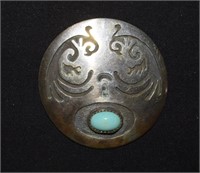 Sterling Native American Brooch w/ Turquoise