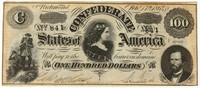 1864 OBSOLETE CSA $100 BANKNOTE AU