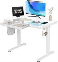 Glass Standing Desk with Drawers, 40In. Adjustable