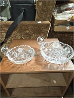 Lot of 2 Cut Glass Crystal Nappy