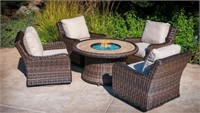 Aruba Outdoor 5-Piece Rattan/Wicker Fire Pit Set