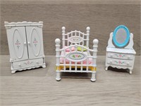 Doll Furniture Bedroom Set Enamel Cast Iron