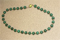 Marked Sterling (925) Malachite Knotted Necklace