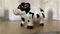 Ceramic Cookie Jar Cow Black White