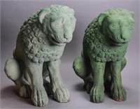 Pair of Green Terracotta Lion Sculptures
