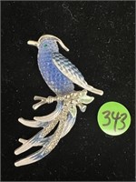 Blue Bird w/Clear Stones Brooch/Pin