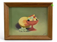 Signed mid century fruit Art signed G.MOORE