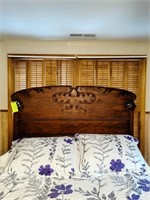 Full Size Antique Bed Inlaid Headboard & Footboard