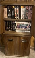 Wood Cabinet With VHS Movies