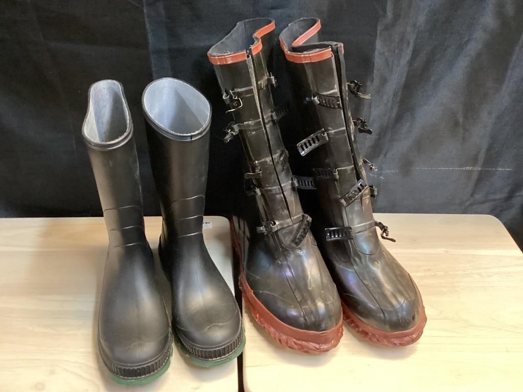 Ironwear Rubber Boots, sz 10 & Rubber Boots sz 8