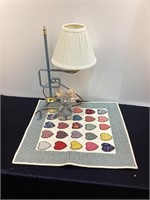 Blue Metal Lamp, Patchwork Tapestry, Mouse Plush