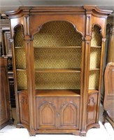 Louis XV Style Open Mahogany Bookcase on Cabinet.