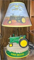 John Deere Die Cast Tractor Base Lamp w/Logo Shade