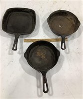 3 Griswold cast iron skillets