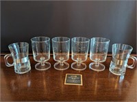 Lot of Etched Glass Footed Wine Glasses/Mugs