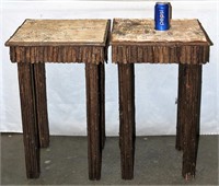 Pair of Matching Birch Wood Side Tables