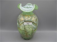 Fenton 10" HP vase Masterworks by Sue Jackson