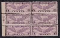US Stamps #C12 Mint NH Plate Block of 6, CV $180,