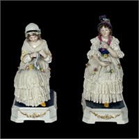 Volkstedt Karl Ens Lace Porcelain Ladies Figurines