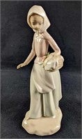 Porcelain Similar To Lladro Girl With Basket Figur