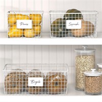 mDesign White Steel Storage Organizer Bins 4 Pack