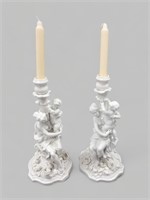 PAIR OF EARLY 20th CEN. PORCELAIN CANDLE HOLDERS