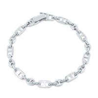 Sterling Silver Mariner Style Crystal Bracelet