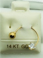 14K Yel Gold, Cubic Zirconia Body Jewelry Earrings