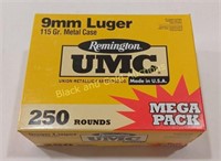 250 Rounds of Remington UMC 9mm Luger Ammo