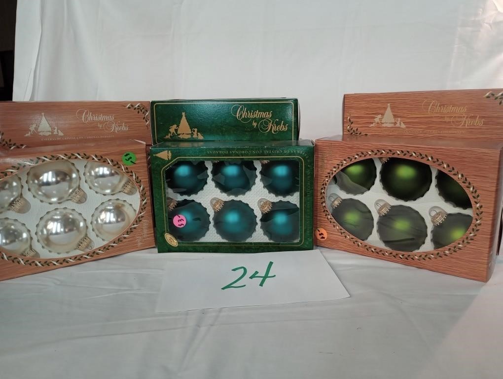 12 BOXES OF GLASS VINTAGE CHRISTMAS BALLS