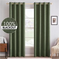 MIULEE 100% Blackout Linen Textured Curtains for