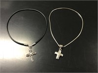 2 Sterling Cross Necklaces