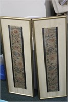 Pair of Framed Kasi Silk Needlework