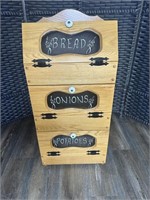 VintageWooden Bread, Onion & Potato Bin