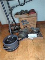 POTS, PANS, CLAM STEAMER, AND GRINDERS