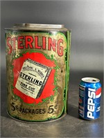 STERLING TOBACCO STORE TIN 4 DOZEN BAGGS GREAT CAN