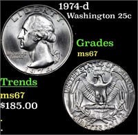 1974-d Washington Quarter 25c Grades GEM++ Unc