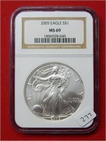 2005 American Eagle NGC MS69 1 Ounce Silver