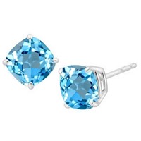 5MM Cushion Cut Sky Blue Topaz 1.35CTW Stud Earrin