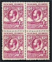 FALKLAND ISLANDS #59 variety BLOCK OF 4 MINT