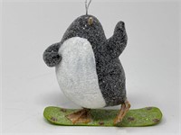 Snowboarding Penguin Christmas Ornament