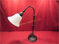 Adjustable Lamp w/ Glass Shade, Bronze Finish