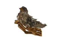 Crate Myrtle Wood Carved Bird on Myrtle Branches