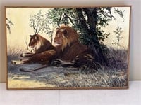 Meredith Graves. Lions Spooning. Original Oil on