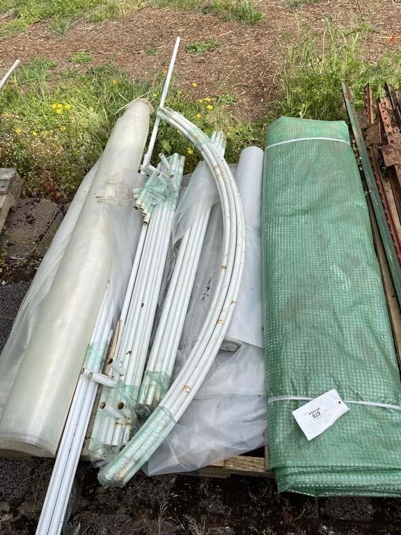 Pallet of Plastic, Greenhouse Cover, Poles for ??